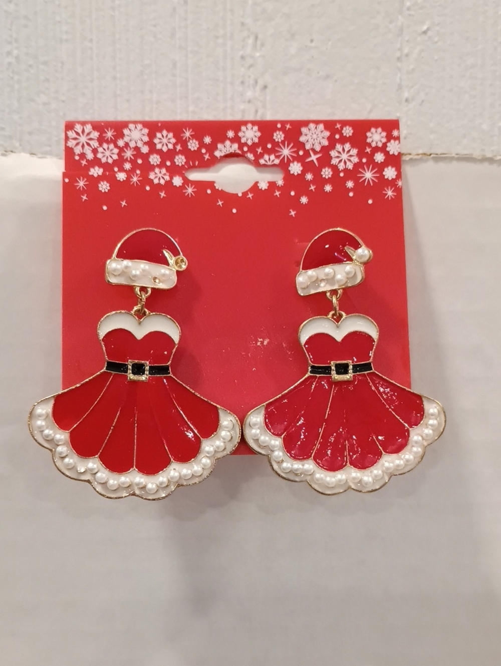 Kohl's Red Dress Dangle Earrings with Pearl Trim